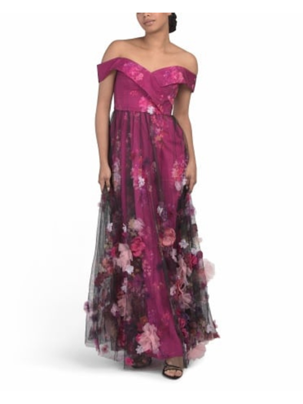 NWT Dress the Population Black Label
Aurea Off-Shoulder Floral Applique Gown
